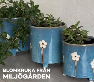 Blå blomkruka i keramik